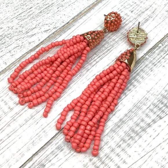 Sugarfix by Baublebar Beaded Tassel Earrings Coral Gold Tone - Picture 4 of 5